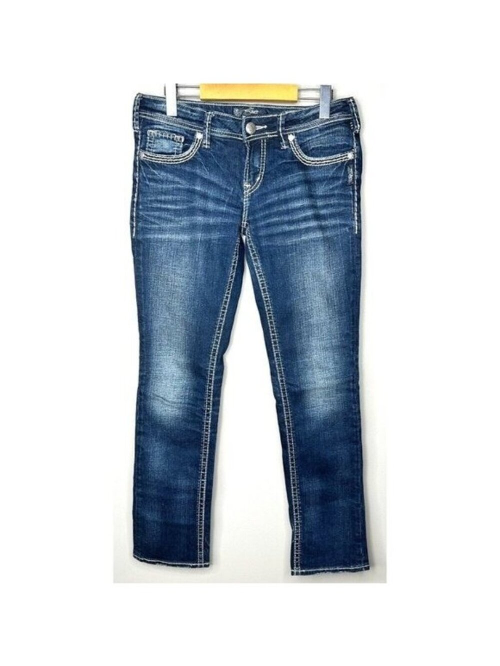 Silver Jeans Berkley Flap Womens 28x32 Blue Low Rise Straight Stretch Y2K Denim